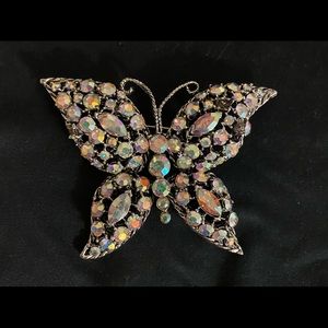 Vintage Crystal Butterfly Brooch